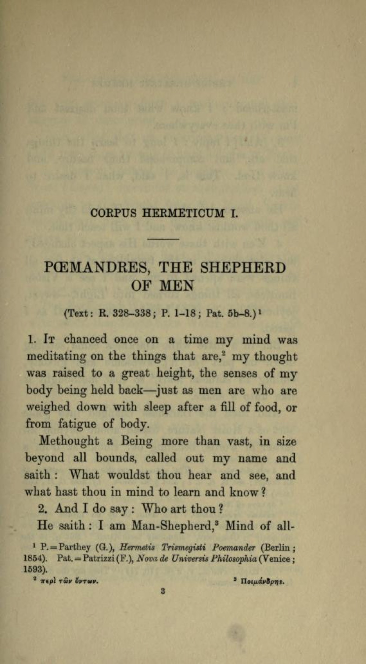 Corpus Hermeticum I: Poimandres, İnsanların Çobanı