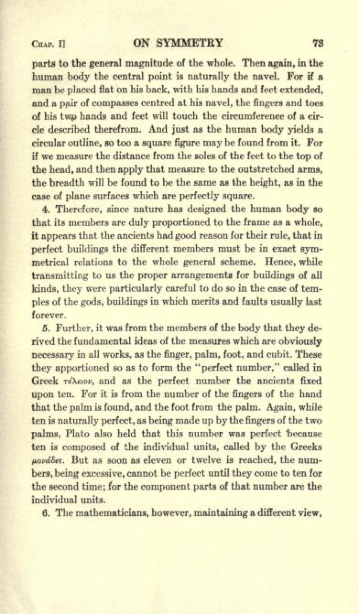 Vitruvius: İnsan Bedeni, Simetri, Daire ve Kare